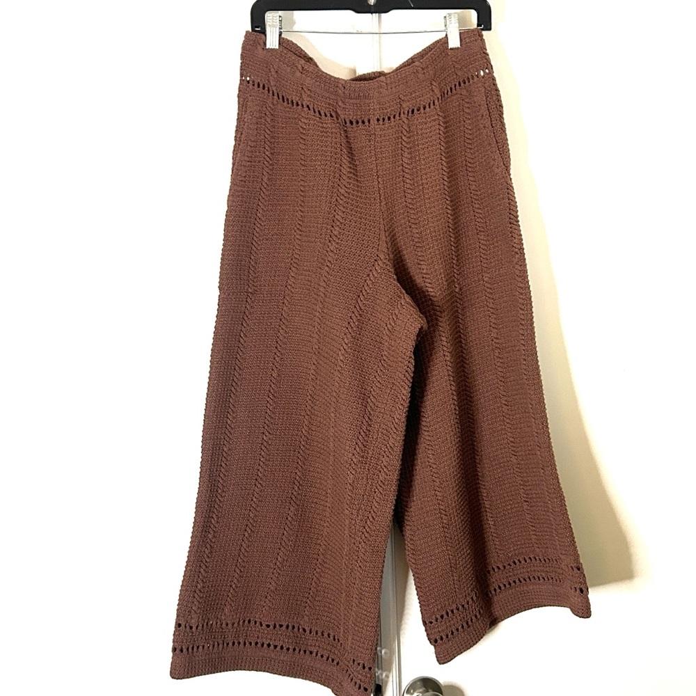 Free People Brown Knit Wide-Leg Pants